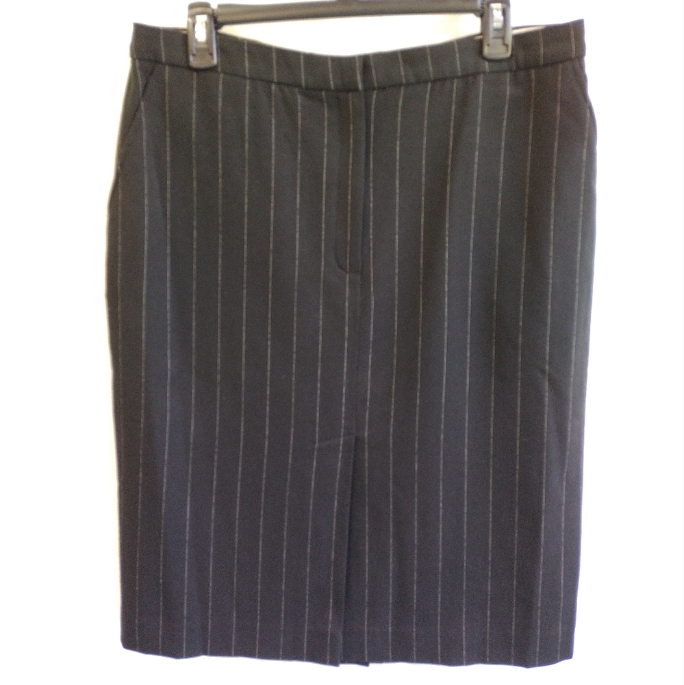 Focus 2000 Pencil Black Striped Lined Skirt Size 12